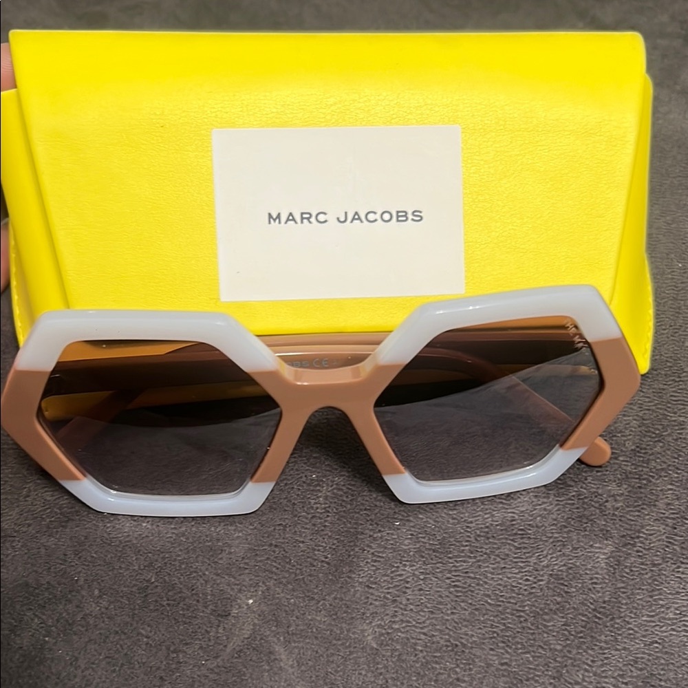 Marc Jacobs Brown and White Hexagon Sunglasses